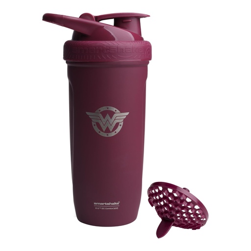 [BRSWYCQLBUBG2FIV] Smartshake DC COMICS Reforce Stainless Steel Protein Shaker Bottle 900 ml | 30 oz - Leakproof Screw-on Lid - BPA Free – Unisex - Non Insulated - Wonder Women Logo