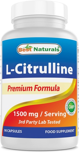 [BRSWGCYPOYFBYFLU] Best Naturals L-Citrulline Capsules - 1500mg/Serving - Non-GMO - Gluten Free - 90 Capsules (90 Count (Pack of 1))