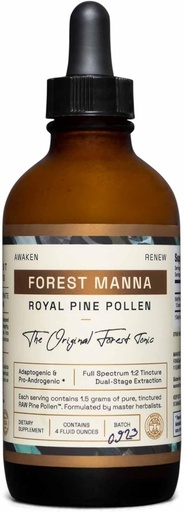 [BRSWGAIBBEORSDT7] Forest Manna Royal Pine Pollen Tincture – 1:2 True Dual-Stage Extraction – Pure RAW Pine Pollen Tincture – 4 Fluid Ounce Bottle