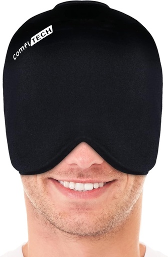 [BRSW2BIHOIDWMF36] ComfiTECH Head Ice Pack Wrap Cold Cap Cooling Gel Hat, Large, Black
