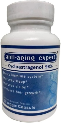 [BRSWIBQFOV4A23TA] Cycloastragenol 98% Micronized Telomere Supplements 5mg, 30 Vegetarian Capsules, 1 Bottle