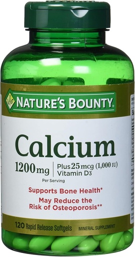 [BRSWGZQHOYCAA33X] Nature's Bounty Calcium Absorbable 1200 mg with Vitamin D Liquid Filled, 120 Count