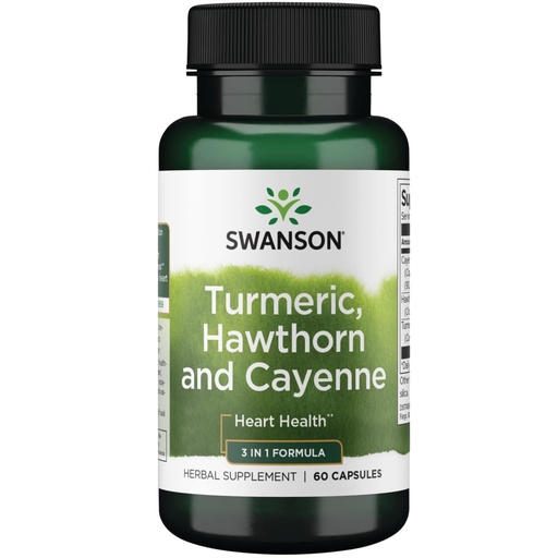 [BRSWIFATBYHWKGY3] Swanson Full Spectrum Turmeric Hawthorn & Cayenne 60 Capsules