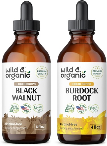 [BRSRAGAKBMNRYHQ6] Tintura di noce nera di Wild & Organic 4 fl oz & Burdock Root Tincture 4 fl oz