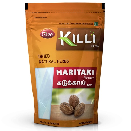 [BRSWGFALPN6WGDYV] KILLI Haritaki | Kadukkai | Myrobalan | Karakkaya | Terminalia chebula | Harad Powder, 100g