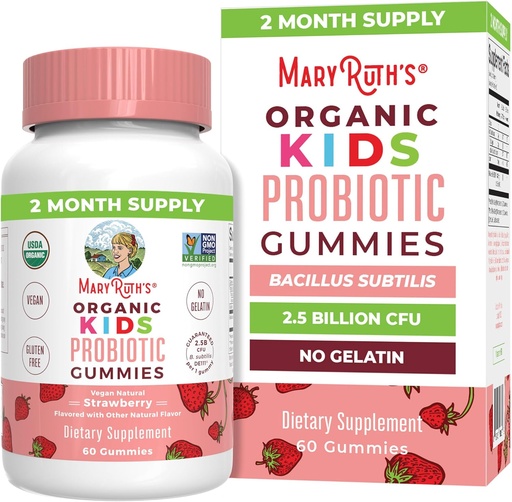 [BRSWYBT7BV5BAETU] MaryRuth Organics Kids Probiotics for Digestive Health | USDA Probiotic Gummies | 2 Month Supply | Kids Probiotics | Immune Support | Gut Health Supplement | Vegan | Non-GMO | Gluten Free | 60 Count