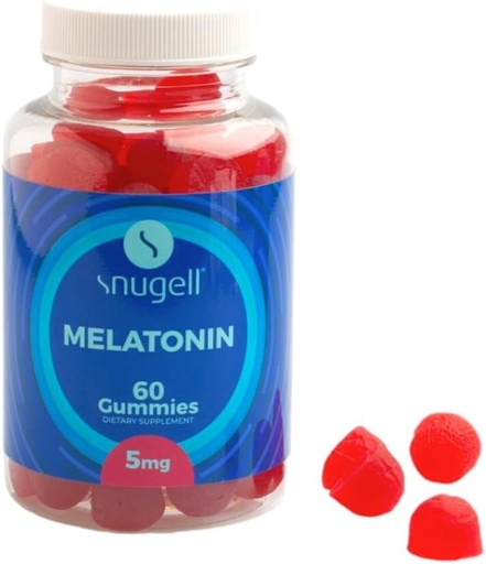 [BRSROEA5OJYWK3IZ] Snugell Melatonin Gummies 5 mg – 60-Count Dietary Supplement – Berry Blend Flavor for Natural Restful Sleep Support – Vegan, Non-Habit Forming, Non-GMO, Pectin-Based, Gluten-Free – Made in the USA (1)