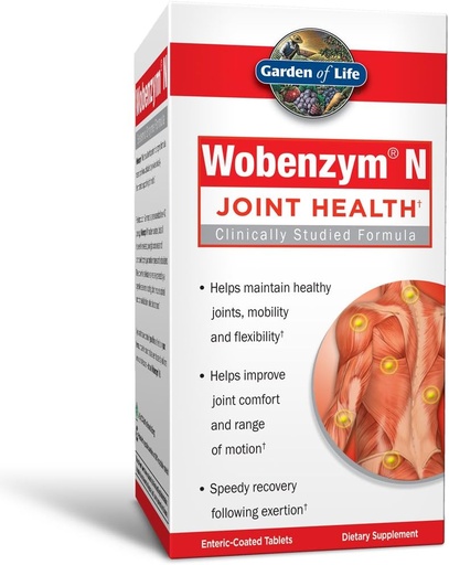 [BRSWIY34AR6QYHIV] Garden of Life Joint Supplement for Men and Women - Wobenzym N Systemic Enzymes, Clinically Studied Formula for Healthy Joints, Mobility, Flexibility, Post-Exercise Recovery, Gluten Free, 100 Tablets