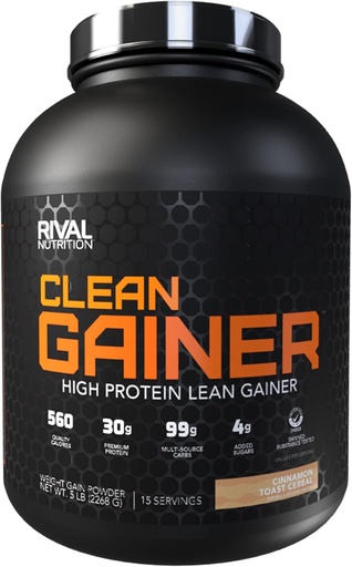 [BRSW2FAYAV4BAYI6] Rival Nutrition Clean Gainer - Cinnamon Toast Cereal, 5lbs