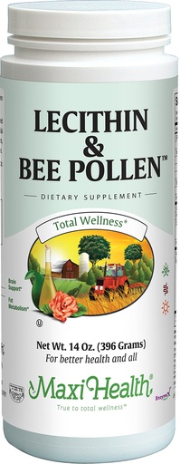 [BRSWIYAKCUOQYET6] Maxi Health Lecithin & Bee Pollen - Brain, Energy and Digestion Support - 14 Oz Powder - Kosher