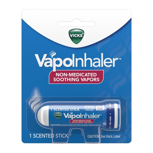 [BRSWKGQKDN6WO3I3] Vicks VapoInhaler, Portable Nasal Inhaler, Non-Medicated, Soothing Vapors, Menthol Scent, 1 Count