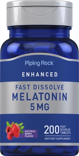 [BRSRMEA2BUOQIALH] Piping Rock Melatonin 5mg | 200 Fast Dissolve Tablets | Berry Flavor | Adult Supplement | Vegetarian, Non-GMO, Gluten Free Formula