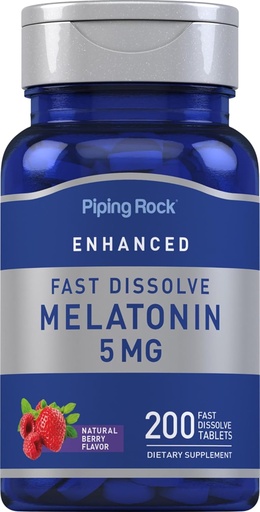 [BRSRMEA2BUOQIALH] Piping Rock Melatonin 5mg ← 200 Fast Dissolve Tablets ← Berry Flavor  Adult Supplement ← Vegetarian, Non-GMO, Gluten Free Formula