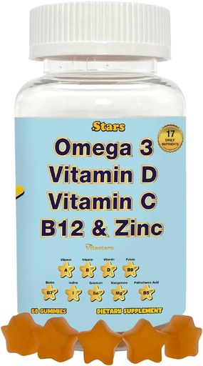 [BRSRAZIYCAPRUC3V] Multiplevitamin Gommies with Original 3 - Daily วิตามิน A, B, C, D & Biotin - Gluten-free, Plan-Bassed-basvitamin for Men and Mome with Selinium, 60 Gummies
