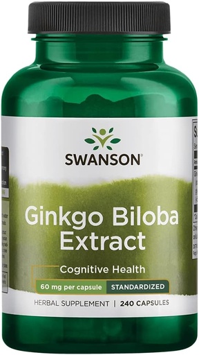 [BRSWGHT4AUIBGG34] Swanson Ginkgo Biloba ekstrakt 24% 60 milligrammi 240 kapslit