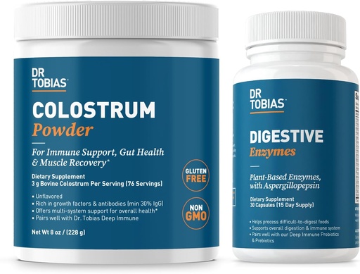 [BRSRAHT6OUOWOCT4] Dr. Tobias Digestive Enzymes and Colostrum Powder - Apoya Absorción Nutriente, Confort Digestivo y Función Inmunitaria