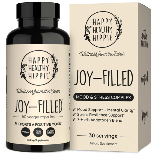[BRSWG2Q6CMAWAELH] Joy-Filled Mood Support Supplement - 7 Herb Complex + St. Johns Wort | Stress Relief – Helps Calm The Mind & Body | 100% Plant-Based Happy Pills, Ashwagandha, Rhodiola Rosea | Adaptogens, 60 Ct