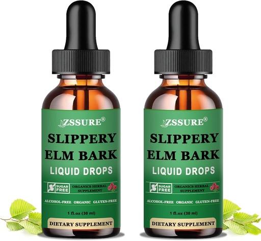 [BRSROC3RB57GKH3V] (2 Pack) Slippery Elm Bark Liquid Drops, Pure Organic Slippery Elm Extract 1000mg for Digetical Gut Health, Liquid Slippery Elm Tincture Herbal Supplemen, Vegan, Alkohol Bebas, Non-GMO, Gluten Free