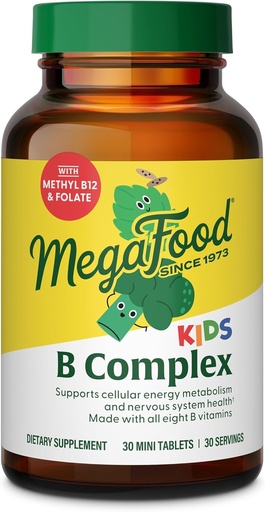 [BRSWIE3RAYAQ2D3K] MegaFood Kids B Complex - B Complex Vitamin Supplement, 8 B Vitaminen - Vitamine B6, Vitamine B12, Folaat, Biotine & Meer, Ondersteunt Cellular Energy Production, Vegetarische, Glutenvrij 