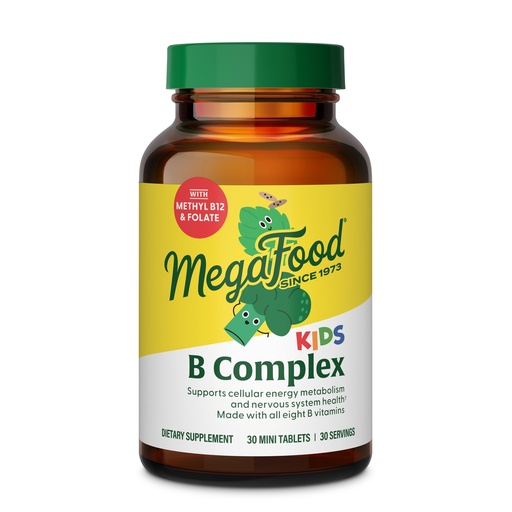 [BRSWIE3RAYAQ2D3K] MegaFood Kids Vitamin B Complex – with Vitamin B12 & B6, Folate, Biotin, Zinc, Lemon Balm, L Theanine & More, Supports Cellular Energy Metabolism, Vegetarian, Gluten Free – 30 Mini Tablets