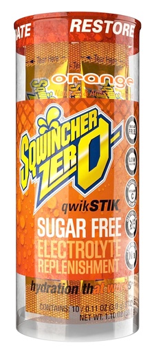 [BRSWIEAECQJRYADC] Sqwincher Zero Qwik Stik, Orange, Sugar Free, Low Calorie, Low Sodium Electrolyte Powder Hydration Drink Mix, .11 oz Packet (Pack of 200)