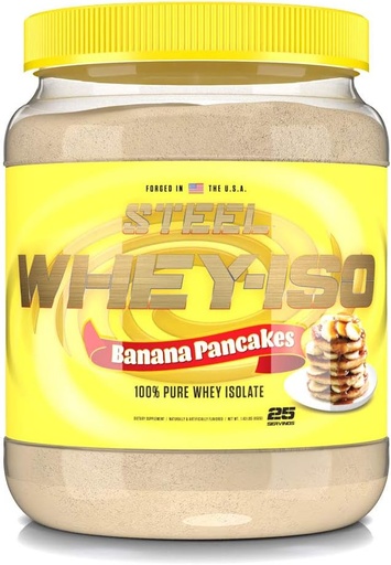 [BRSWYAT6DMJWY2DJ] Steel Supplements Whey-Iso | Whey Isolate Protein Powder | Fast Absorbing | Lean Muscle Growth | Easy Digestion | Gluten Free | Low Carb | 25 Serving (Banana Pancakes)