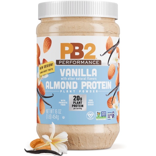 [BRSWGC34BB7AE2T4] PB2 Performance Almond Plant Based Vegan Protein Powder | 20g Complete Protein, No Added Sugar, Prebiotic Fiber | Dairy Free, Certified Vegan, Non-GMO, Gluten Free [Almond w/Madagascar Vanilla, 1LB]