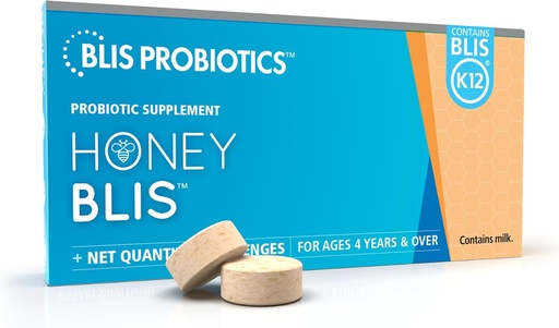 [BRSWGZIROQIAYE3K] BLIS HoneyBlis Oral Probiotic Throat Lozenges - Manuka Honey, K12, Immune Support - 16 Lozenges