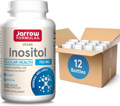 [BRSRMAI7A4FRUAY7] Jarrow Formulas Inositol 750 mg, Dietary Supplement, Liver Support for Cellular Health and General Wellness, 100 Veggie Capsules, Up to a 100 Day Supply (Pack OF12)