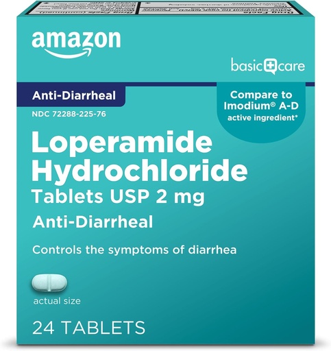 [BRSWYYANCIHGEGTX]   Basic Care Loperamide Hydrochloride Tablets, 2 mg, Anti-Diarrheal, 24 Count (Pack of 1) (Packaging may vary)