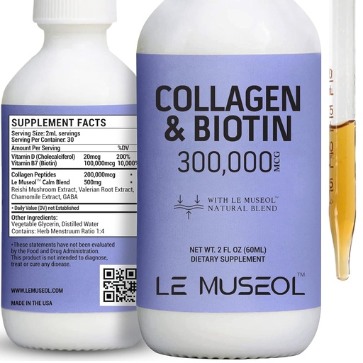[BRSRM2QNCUNWEETZ] Liquid Collagen for Women - Liquid Biotin and Collagen Supplements Drops with Reishi, Chamomile & Valerian Root Extract