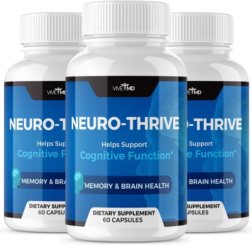 [BRSROAL2O4HWGHTK] Vive MD Neuro Thrive Brain Supplement - Formula ofiziala - Neuro Thrive PQQ, Neuro Thrive, indar gehigarria Ginkgo Biloba Extract, Siberiako Ginseng Extract - (3 Pack)