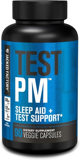[BRSWGY3QC55BECLJ] Jacked Factory Test PM Testosterone Booster & Sleep Aid Supplement for Men, Promote Recovery, Muscle Growth, 90 Natural Veggie Pills - 60 Count (Pack of 1)