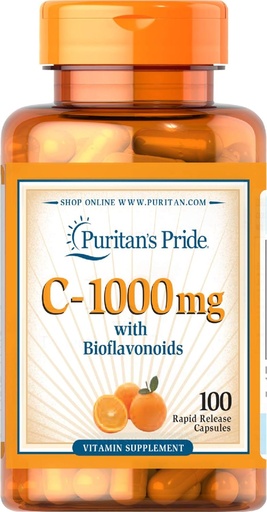 [BRSWI2T2BNYAG2A5] Puritan 's Pride Witamina C z bioflawonoidami do wsparcia immunologicznego systemu & Zdrowie skóry Kapsułki 124; Zdrowy suplement 124; Gluten wolny 124; Wegetariański suplement witamin - 100