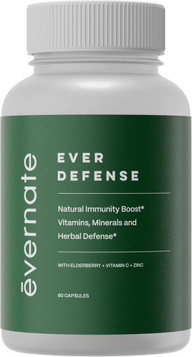 [BRSRMAYPAR6REAYZ] Ever Defense | Immune Support Supplement I kombinatsioon leedrimarjast, ehhinaatseast, vitamiinidest, mineraalidest ja aminohapetest | Mitte-GMO, Gluteenivaba | Lihtne alla neelata I 60 kapslit