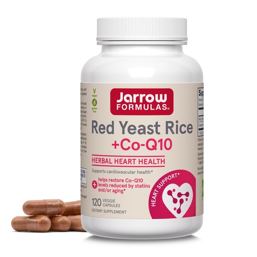 [BRSWIYI5DF6WG334] Jarrow Formulas Red Yeast Rice 1200 mg & CoQ10 100 mg Per Serving - 120 Veggie Caps, 60 Servings - Herbal Heart Health Dietary Supplement - Supports Cardiovascular & Cellular Health - Vegan