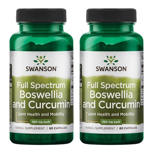 [BRSWKYDRCEDAO2Q7] Swanson Full Spectrum Boswellia & Curcumin Natural Formula - (60 Capsules) (2 Pack)