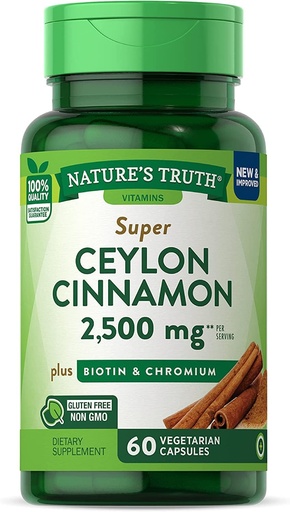 [BRSWGYI7OANRUFDP] Chân lý tự nhiên Super Cinmon Plus Biotin & Chromium Ra mắt Nhanh - 60 ct, gói 2