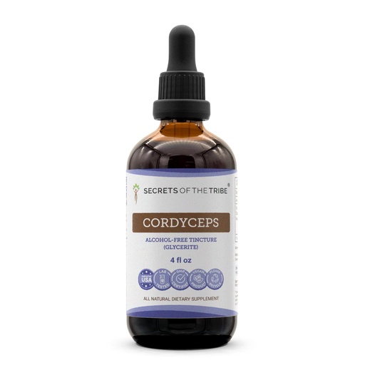 [BRSWEC33C55BA2A4] Secrets of the Tribe Cordyceps Alcohol-Free Liquid Extract, Cordyceps Militaris Dried Mushroom Tincture Supplement (4 FL OZ)