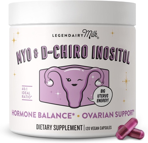 [BRSROBIKOV5QYETD] Legendairy Milk Pure Inositol Supplement - Myo Inositol eta D-Chiro Inositol kapsulak - Ideal 40:1 Ratio - Ovarian & Fertility Support for Women - 30 Day Supply