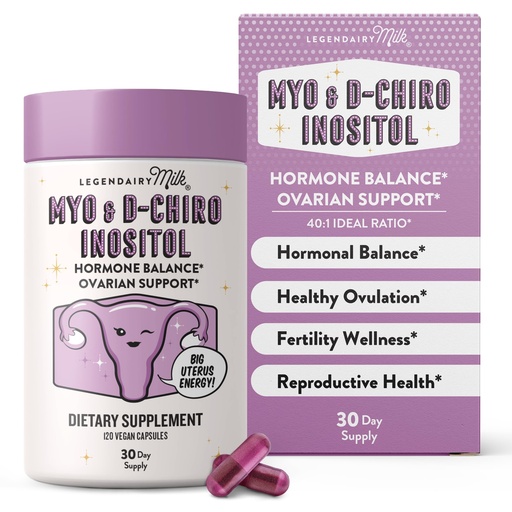 [BRSROBIKOV5QYETD] Legendairy Milk Pure Myo-Inositol & D-Chiro Inositol, PCOS Supplements Inositol Supplement for Women, Hormone Balance 40:1 Ratio Ovarian Support, Fertility Supplement | 2000mg, 120 Vegan Capsules