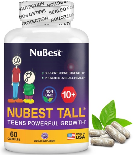 [BRSWGC32OJ6BAF32] NuBest Tall 10+ Premium Bone Strength Formula, Enhanced Immunity and Overall Health for Age 10+ with Calcium, Vitamin D3, Vitamin K2, and Multivitamins | 60 Capsules | 1 Month Supply