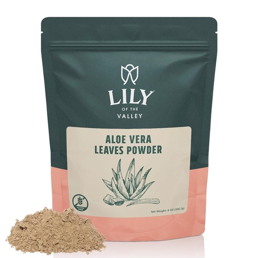 [BRSROAQ3BMFGEELL] LILY OF THE VALLEY Aloe Vera Powder - Aloe Barbadensis - Ideal for Hair and Face Mask - Great for Shakes & Smoothies - Natural, Vegan & Gluten-Free (8oz, 226g)- Package May Vary