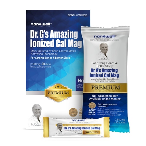 [BRSRAEINAEOROGTA] Dr. G's Amazing Ionized Cal Mag 2,860mg (Premium) - Bone Strength and Bone Health Supplement with Ionized Calcium & Magnesium Powder Stick Packs - 30 Sticks x 1 Pack (30 Count)