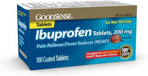 [BRSWIYLZBMOQCHTM] GoodSense 200 mg Ibuprofen Tablets, Fever Reducer and Pain Relief from Body Aches, Headache, Arthritis Pain and More, 100 Count