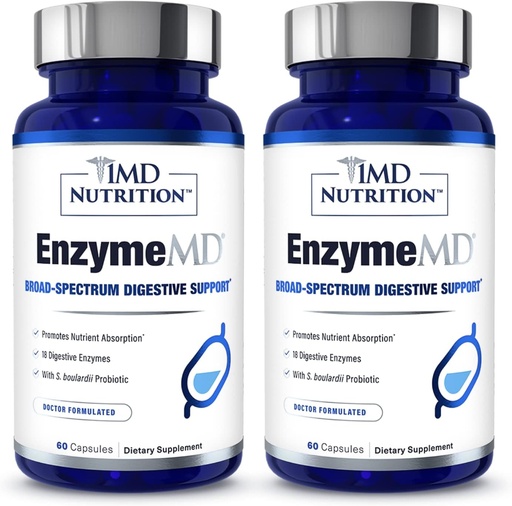 [BRSW2BQ2OYFAKETA] 1MD Nutrition EnzymeMD - Digestive Enzymes Supplement - Doctor Formulated | 18 Plant-Based Enzymes - Gas & Bloating Support | 120 Capsules (2-Pack)