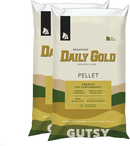 [BRSROFT3CIJR6EQZ] REDMOND Daily Gold Pellets Stress Relief, Natural Healing Clay for Gastric Ulcers in Horses (2 Pack)
