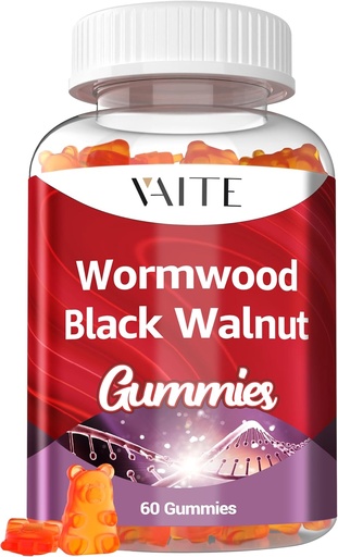 [BRSRAHD3OUNWGGY2] Black Walnut Wormwood Gummys - 与Artemisia Annua Herb & Juglans nigra Hulls 用于消化性健康与自然体清洁,非GMO和Gluten免费补充品 - 60 Gummy Chewables