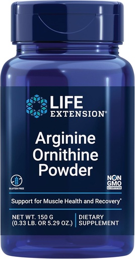 [BRSWIYQZOYIQYAYZ] Extensión de vida Arginine Ornithine Powder, promueve la salud muscular " recuperación, libre de gluten, no transgénico, peso neto 150 gramos