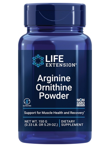[BRSWIYQZOYIQYAYZ] Life Extension Arginine Ornithine Powder, Promotes Muscle Health & Recovery, Gluten Free, Non-GMO, net Weight 150 Grams